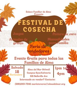 Harvest Fest se llevará a cabo el sábado 18 de noviembre de 1 a 4 p.m. en nuestro campus de Ottiwell
